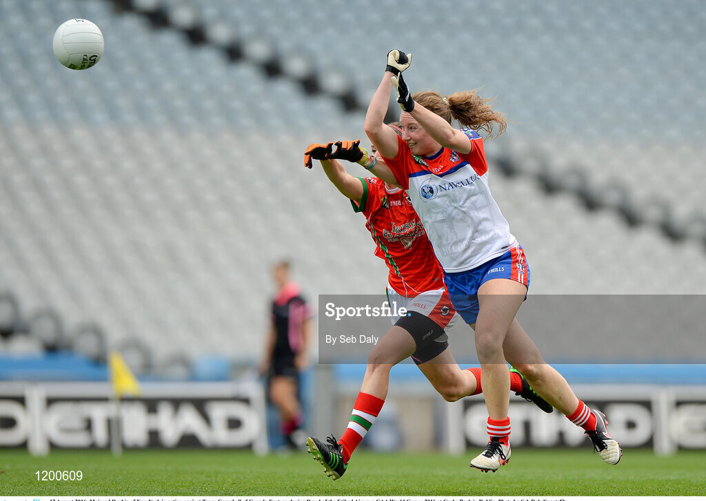 12 August 2016; Mairead Durhin of New York in action against Tracy Campbell of Canada Eastern during Day 4 of the Etihad Airways GAA World Games 2016 at Croke Park in Dublin. Photo by Seb Daly/Sportsfile