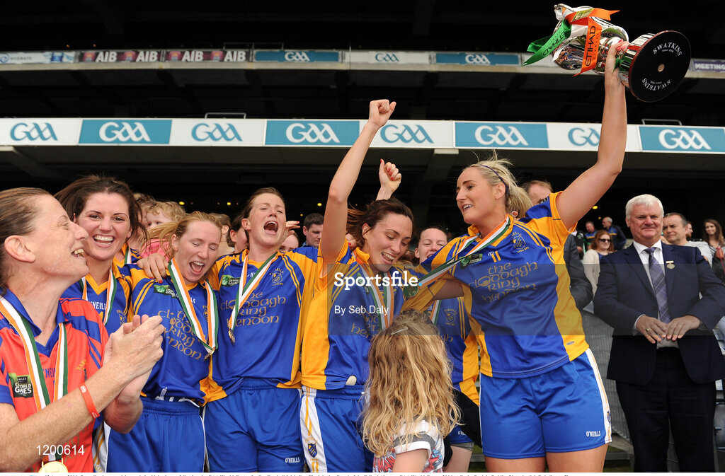 12 August 2016; Parnells players celebrate their side's victory following the GAA World Games Ladies Football Irish Cup Final during Day 4 of the Etihad Airways GAA World Games 2016 at Croke Park in Dublin. Photo by Seb Daly/Sportsfile