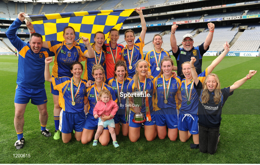 12 August 2016; Parnells players celebrate their side's victory following the GAA World Games Ladies Football Irish Cup Final during Day 4 of the Etihad Airways GAA World Games 2016 at Croke Park in Dublin. Photo by Seb Daly/Sportsfile