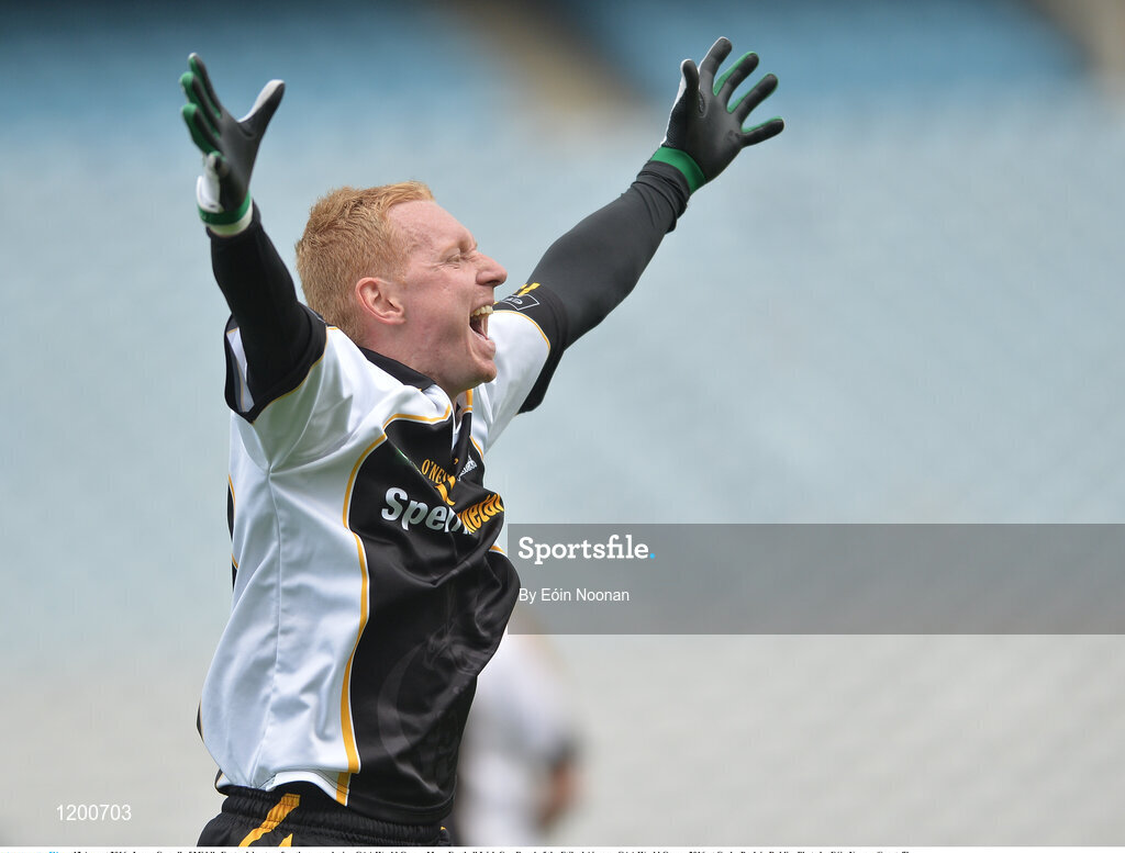 12 August 2016; James Carroll of Middle East celebrates after the game during GAA World Games Mens Football Irish Cup Day 4 of the Etihad Airways GAA World Games 2016 at Croke Park in Dublin. Photo by Eóin Noonan/Sportsfile