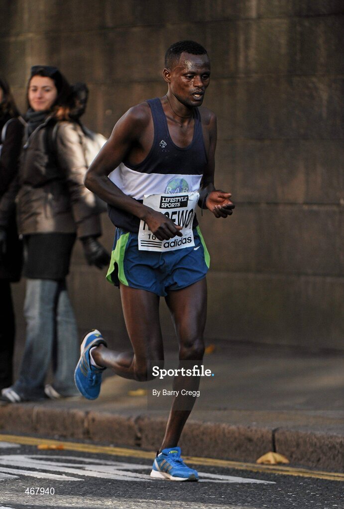 25 October 2010; Urga Negewo, from Ethiopia, in action during the Lifestyle Sports - adidas Dublin Marathon 2010, Merrion Square, Dublin. Picture credit: Barry Cregg / SPORTSFILE