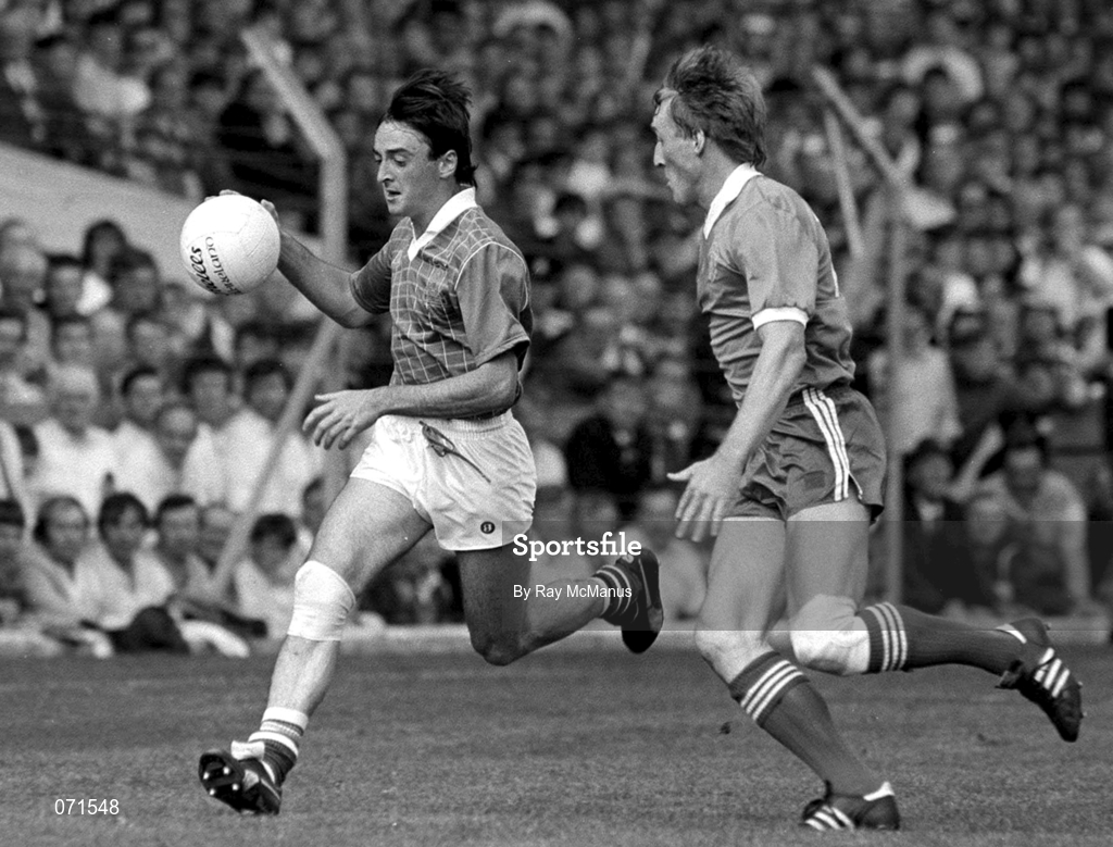 24 August 1986; Colm Coyle of Meath in action against Pat Spillane of Kerry during the All-Ireland Senior Football Championship Semi-Final match between Meath and Kerry at Croke Park in Dublin. Photo by Ray McManus/Sportsfile
