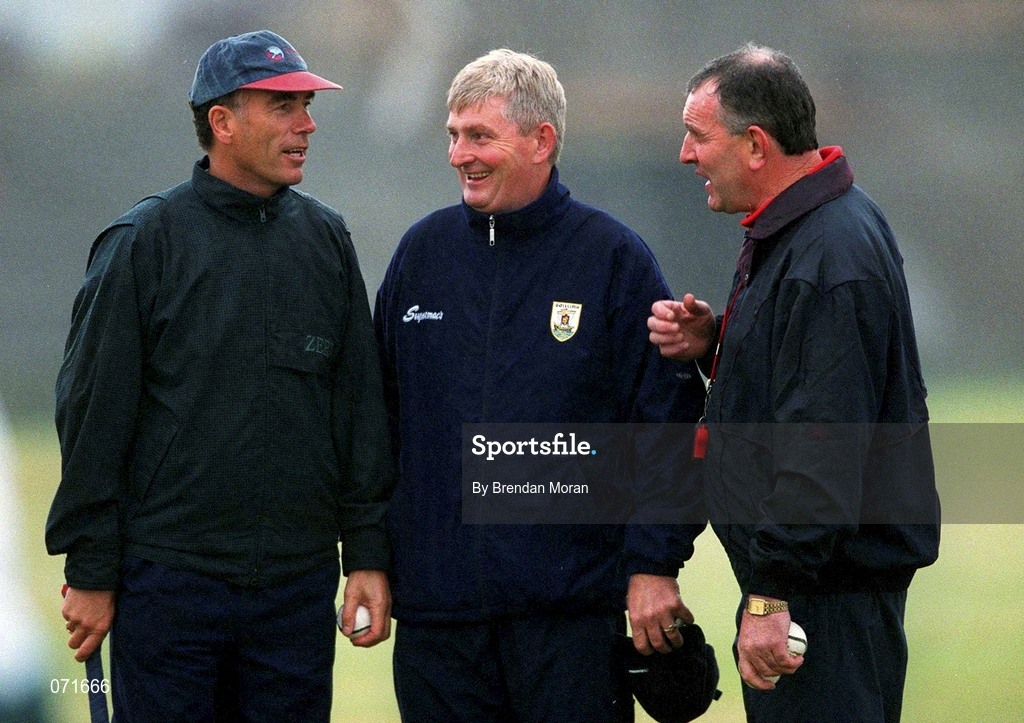 29 August 2001; Galway management, from left, selector John Connolly, manager Noel Lane and selector & trainer Mike McNamara during a Galway hurling press night at Pearse Stadium ahead of the Guinness All-Ireland Senior Hurling Championship Final. Photo by Matt Browne/Sportsfile