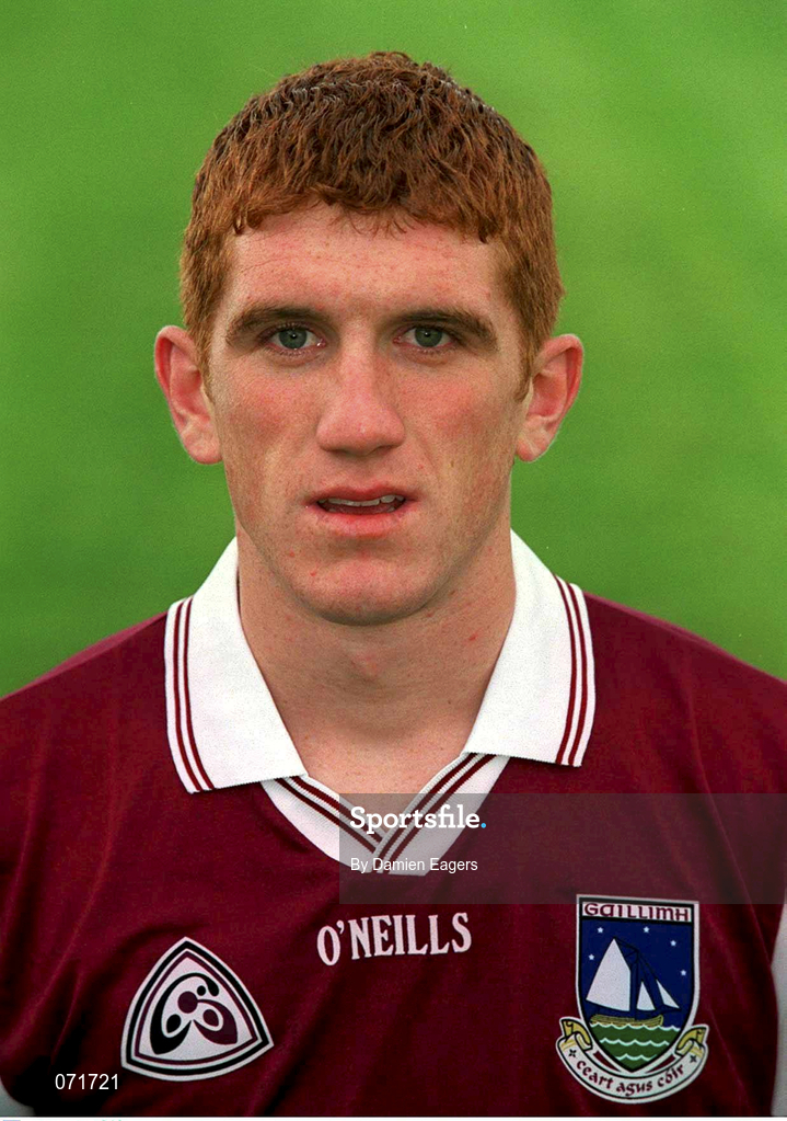 29 August 2001; Kieran Fitzgerald of Galway poses for a portrait during a Galway press night ahead of the Bank of Ireland All-Ireland Football Hurling Championship Final. Photo by Damien Eagers/Sportsfile