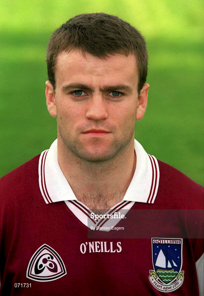 29 August 2001; Derek Savage of Galway poses for a portrait during a Galway press night ahead of the Bank of Ireland All-Ireland Football Hurling Championship Final. Photo by Damien Eagers/Sportsfile