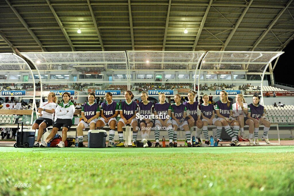 17 September 2010; The Republic of Ireland bench. FIFA U-17 Women’s World Cup Quarter-Final, Republic of Ireland v Japan, Larry Gomes Stadium, Arima, Trinidad, Trinidad & Tobago. Picture credit: Stephen McCarthy / SPORTSFILE