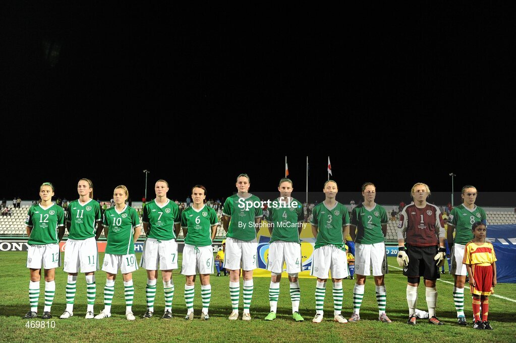 17 September 2010; The Republic of Ireland team ahead of the game. FIFA U-17 Women’s World Cup Quarter-Final, Republic of Ireland v Japan, Larry Gomes Stadium, Arima, Trinidad, Trinidad & Tobago. Picture credit: Stephen McCarthy / SPORTSFILE