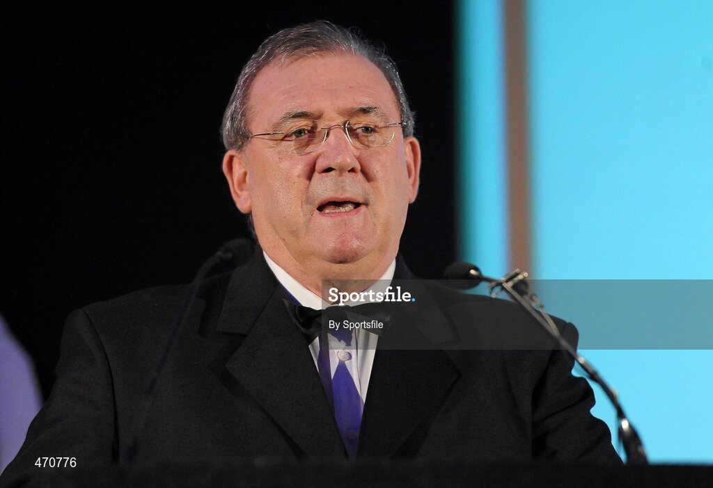 6 November 2010; Eoin Hand speaking during the awards. PFAI Ford 2010 Awards, The Burlington Hotel, Upper Leeson Street, Dublin. Photo by Sportsfile
