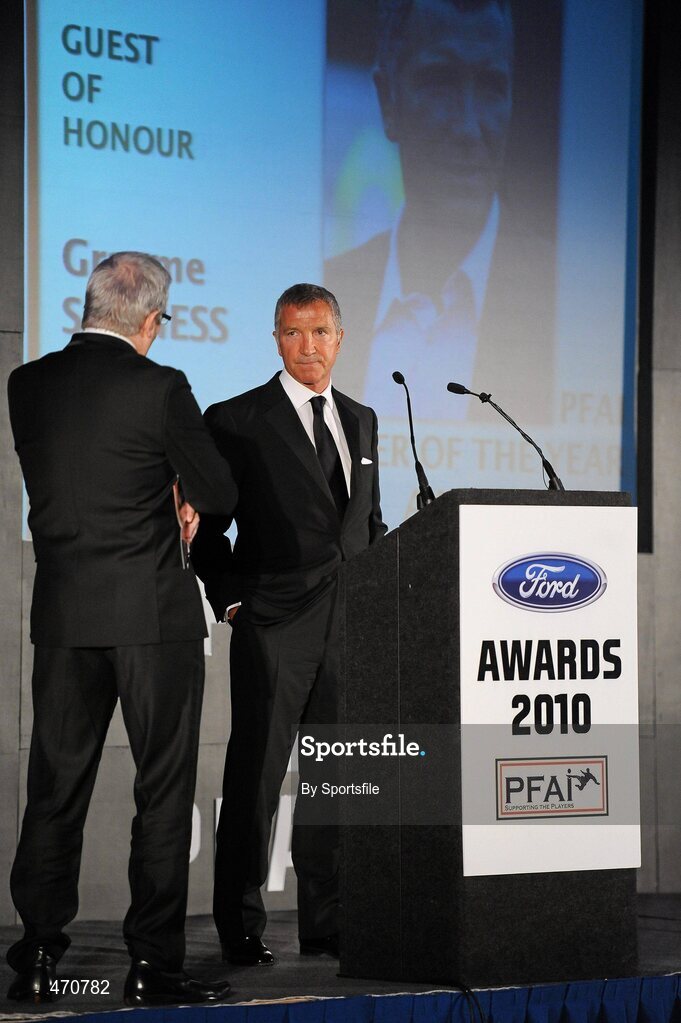 6 November 2010; Graeme Souness speaking during the awards. PFAI Ford 2010 Awards, The Burlington Hotel, Upper Leeson Street, Dublin. Photo by Sportsfile