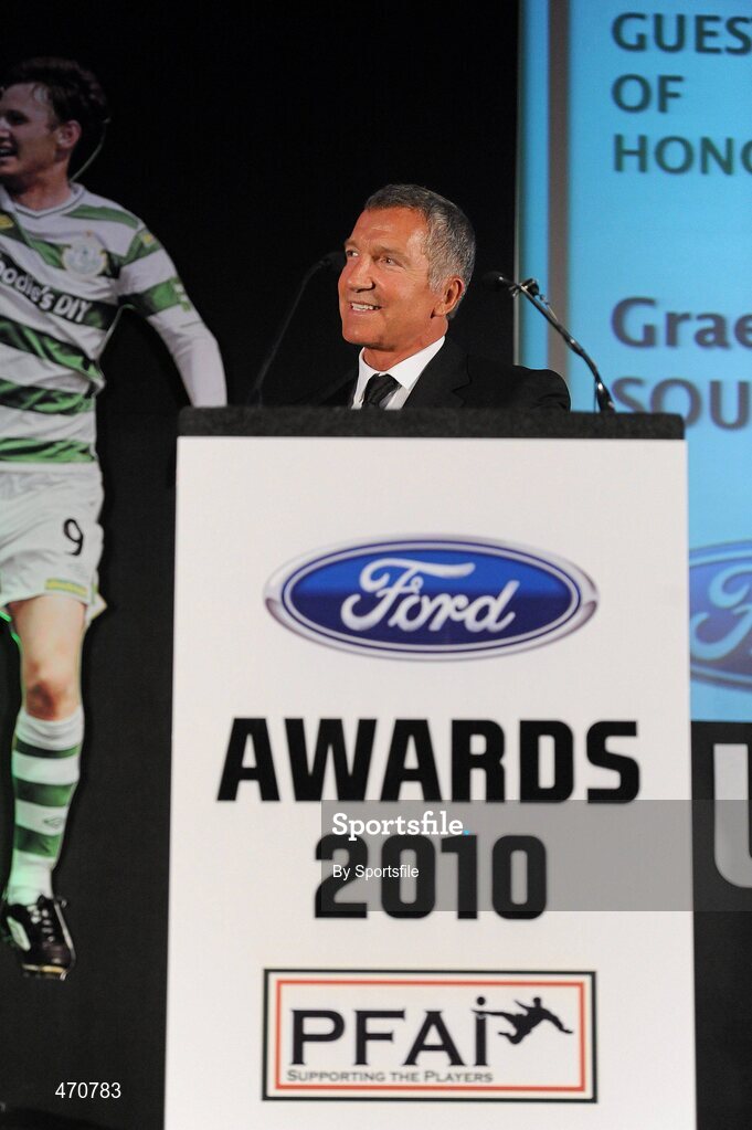 6 November 2010; Graeme Souness speaking during the awards. PFAI Ford 2010 Awards, The Burlington Hotel, Upper Leeson Street, Dublin. Photo by Sportsfile