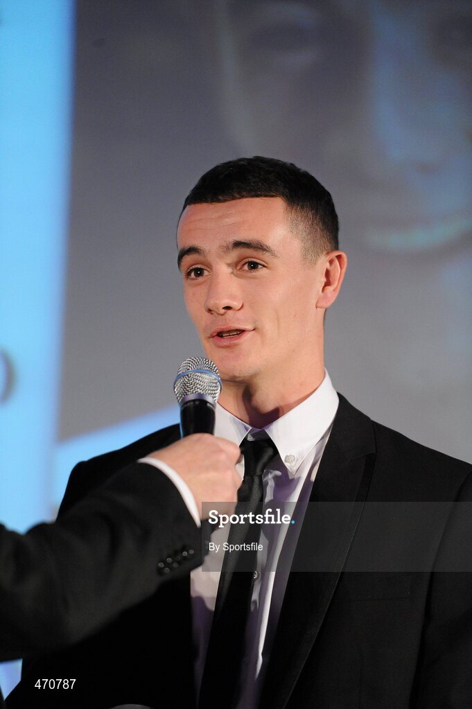 6 November 2010; Shaun Williams, Sporting Fingal, speaking after receiving the Young Player of the Year Award. PFAI Ford 2010 Awards, The Burlington Hotel, Upper Leeson Street, Dublin. Photo by Sportsfile
