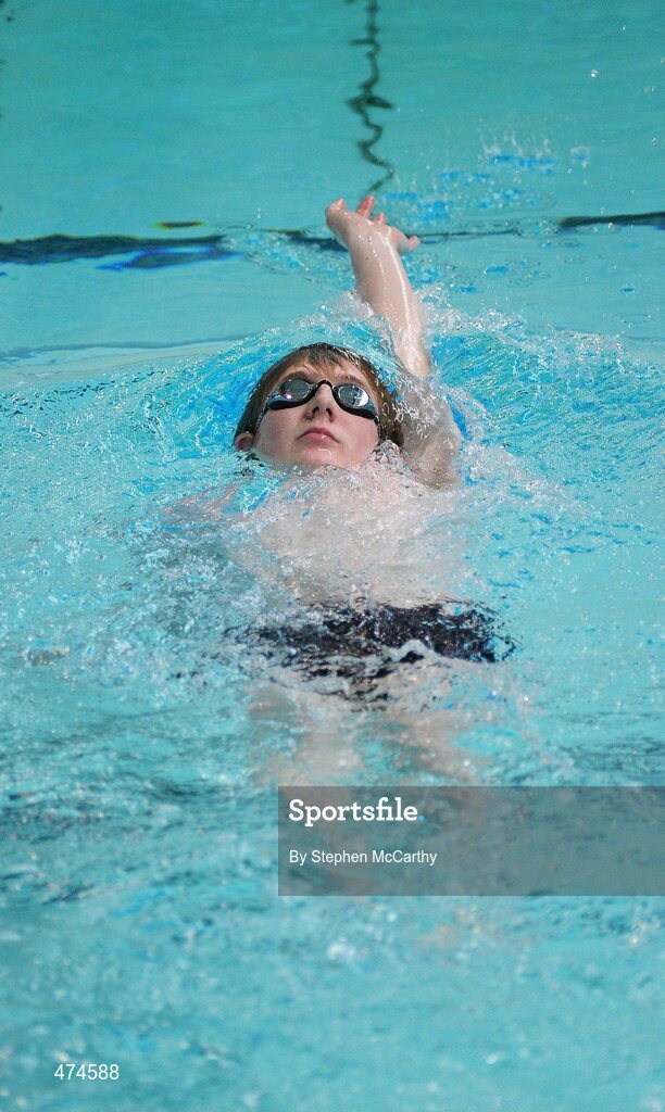 9 April 2010; Matthew Bell, from Down, in action during swimming training at an Ireland paralympic squad training camp. Ireland Paralympic Squad Training Camp - April 2010, University of Limerick, Limerick. Picture credit: Stephen McCarthy / SPORTSFILE