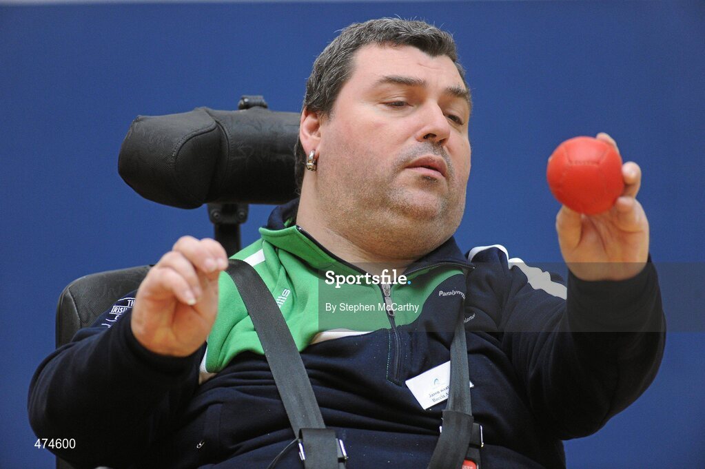 9 April 2010; Jason Kearney, from Monkstown, Co. Dublin, in action during boccia training at an Ireland paralympic squad training camp. Ireland Paralympic Squad Training Camp - April 2010, University of Limerick, Limerick. Picture credit: Stephen McCarthy / SPORTSFILE