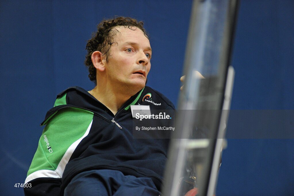 9 April 2010; Johnny Cronin, from Mitchelstown, Co. Cork, in action during boccia training at an Ireland paralympic squad training camp. Ireland Paralympic Squad Training Camp - April 2010, University of Limerick, Limerick. Picture credit: Stephen McCarthy / SPORTSFILE