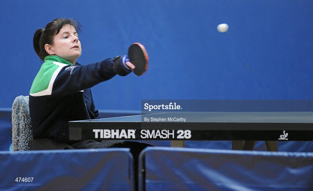 9 April 2010; Rena McCarron, from Galway, in action during table tennis training at an Ireland paralympic squad training camp. Ireland Paralympic Squad Training Camp - April 2010, University of Limerick, Limerick. Picture credit: Stephen McCarthy / SPORTSFILE