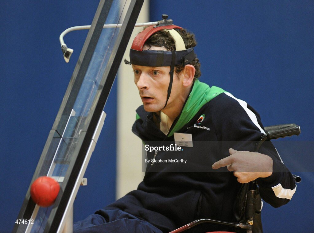 9 April 2010; Johnny Cronin, from Mitchelstown, Co. Cork, in action during boccia training at an Ireland paralympic squad training camp. Ireland Paralympic Squad Training Camp - April 2010, University of Limerick, Limerick. Picture credit: Stephen McCarthy / SPORTSFILE