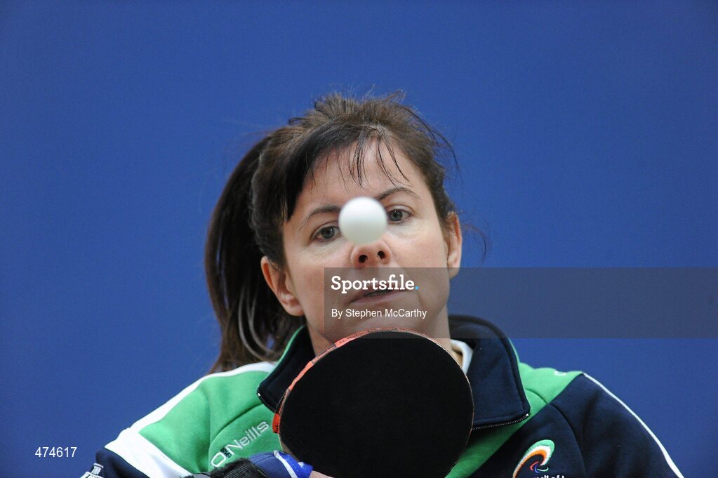 9 April 2010; Rena McCarron, from Galway, in action during table tennis training at an Ireland paralympic squad training camp. Ireland Paralympic Squad Training Camp - April 2010, University of Limerick, Limerick. Picture credit: Stephen McCarthy / SPORTSFILE