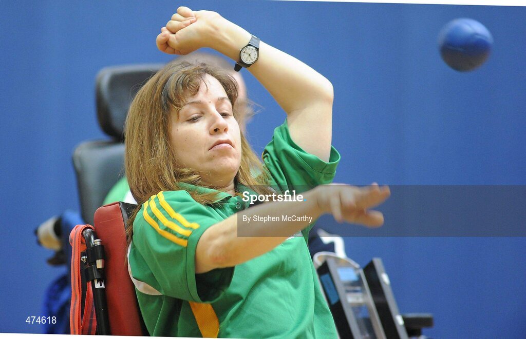 9 April 2010; Bobbie Connolly, from Foxrock, Dublin, in action during boccia training at an Ireland paralympic squad training camp. Ireland Paralympic Squad Training Camp - April 2010, University of Limerick, Limerick. Picture credit: Stephen McCarthy / SPORTSFILE