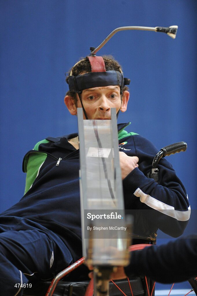9 April 2010; Johnny Cronin, from Mitchelstown, Co. Cork, in action during boccia training at an Ireland paralympic squad training camp. Ireland Paralympic Squad Training Camp - April 2010, University of Limerick, Limerick. Picture credit: Stephen McCarthy / SPORTSFILE
