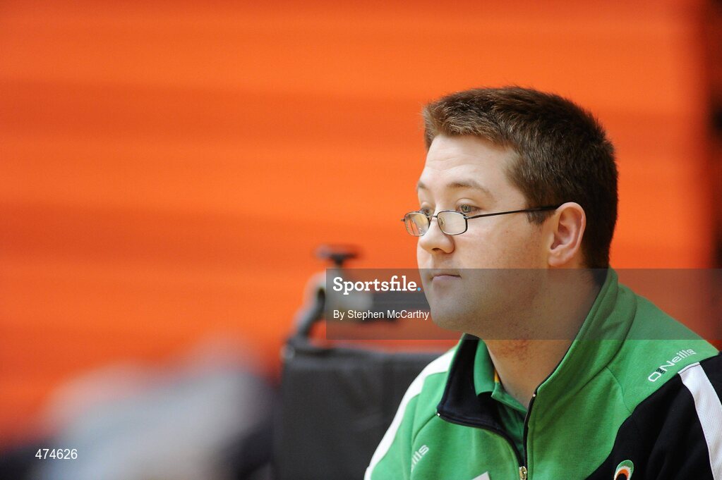 9 April 2010; Padraic Moran, from Bray, Co. Wicklow, in action during boccia training at an Ireland paralympic squad training camp. Ireland Paralympic Squad Training Camp - April 2010, University of Limerick, Limerick. Picture credit: Stephen McCarthy / SPORTSFILE