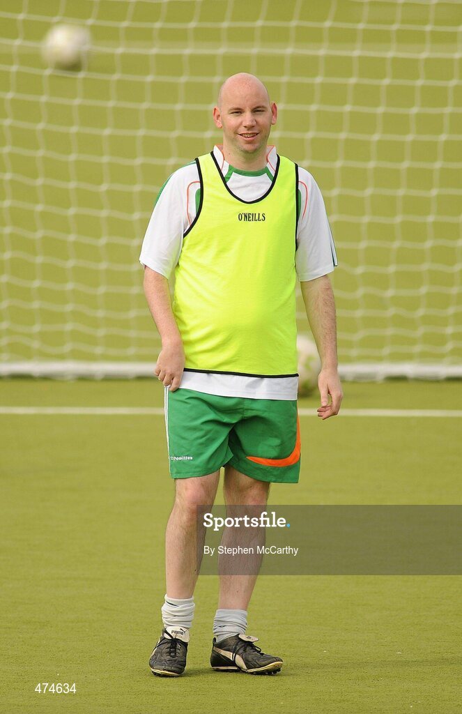 9 April 2010; Paul Dollard, from Rathfarnham, Dublin, in action during soccer training at an Ireland paralympic squad training camp. Ireland Paralympic Squad Training Camp - April 2010, University of Limerick, Limerick. Picture credit: Stephen McCarthy / SPORTSFILE