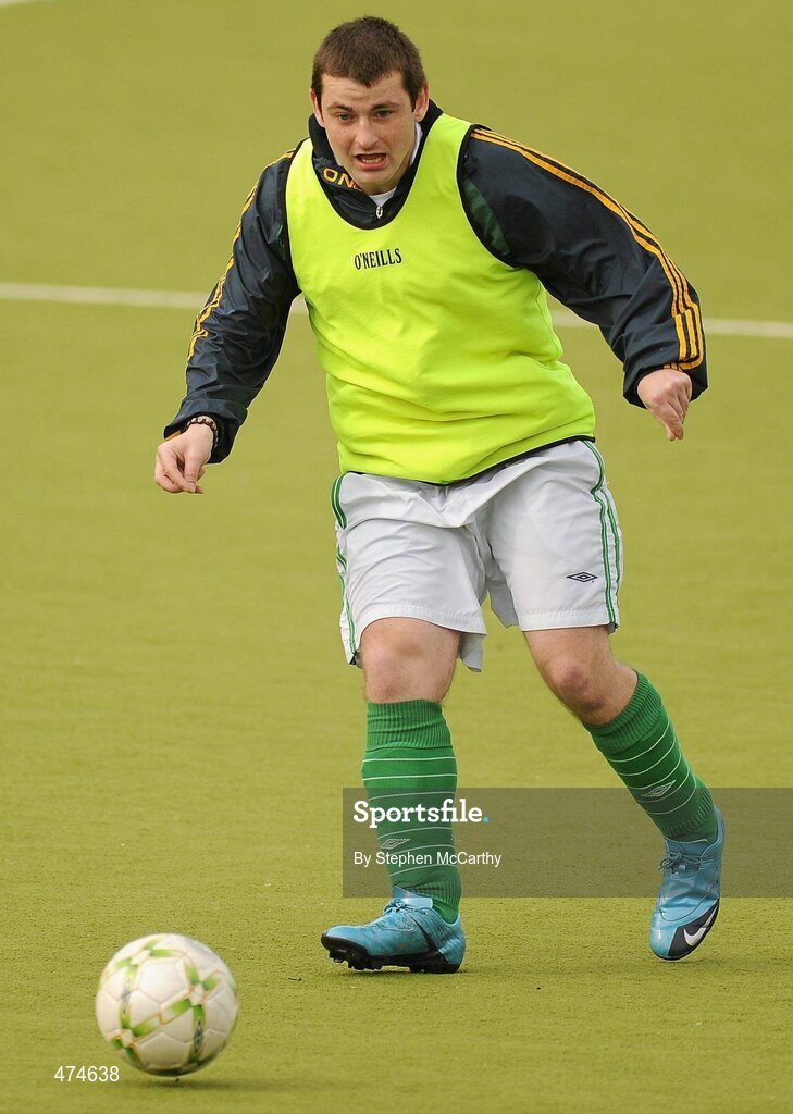 9 April 2010; Kieran Devlin, from Inchicore, Dublin, in action during soccer training at an Ireland paralympic squad training camp. Ireland Paralympic Squad Training Camp - April 2010, University of Limerick, Limerick. Picture credit: Stephen McCarthy / SPORTSFILE