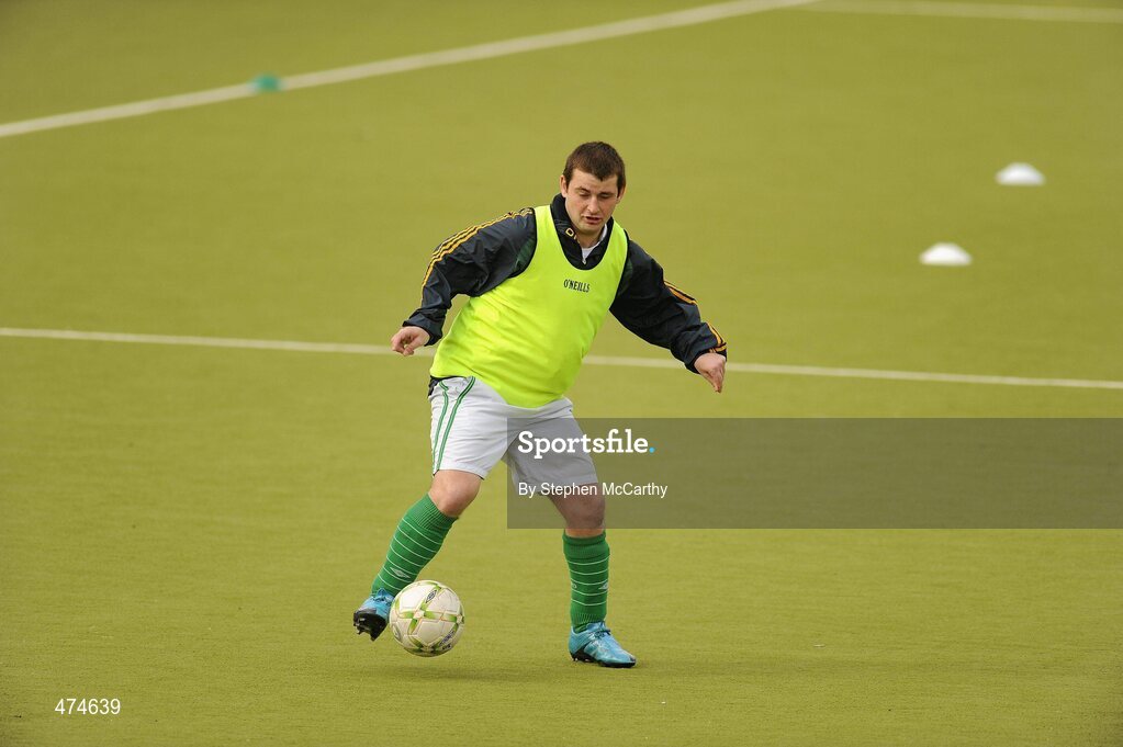 9 April 2010; Kieran Devlin, from Inchicore, Dublin, in action during soccer training at an Ireland paralympic squad training camp. Ireland Paralympic Squad Training Camp - April 2010, University of Limerick, Limerick. Picture credit: Stephen McCarthy / SPORTSFILE