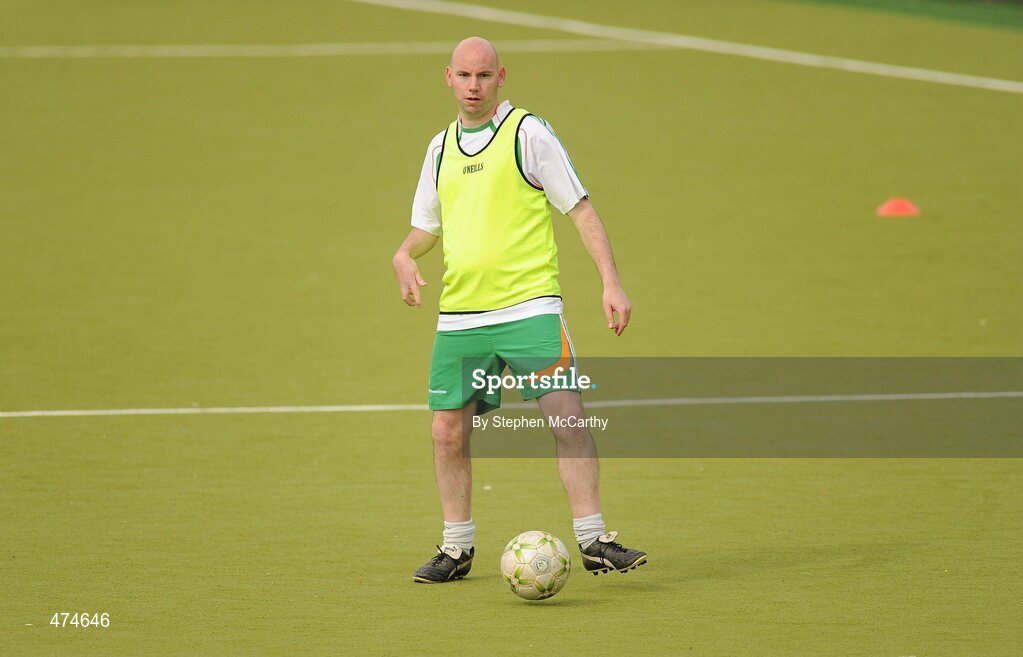 9 April 2010; Paul Dollard, from Rathfarnham, Dublin, in action during soccer training at an Ireland paralympic squad training camp. Ireland Paralympic Squad Training Camp - April 2010, University of Limerick, Limerick. Picture credit: Stephen McCarthy / SPORTSFILE