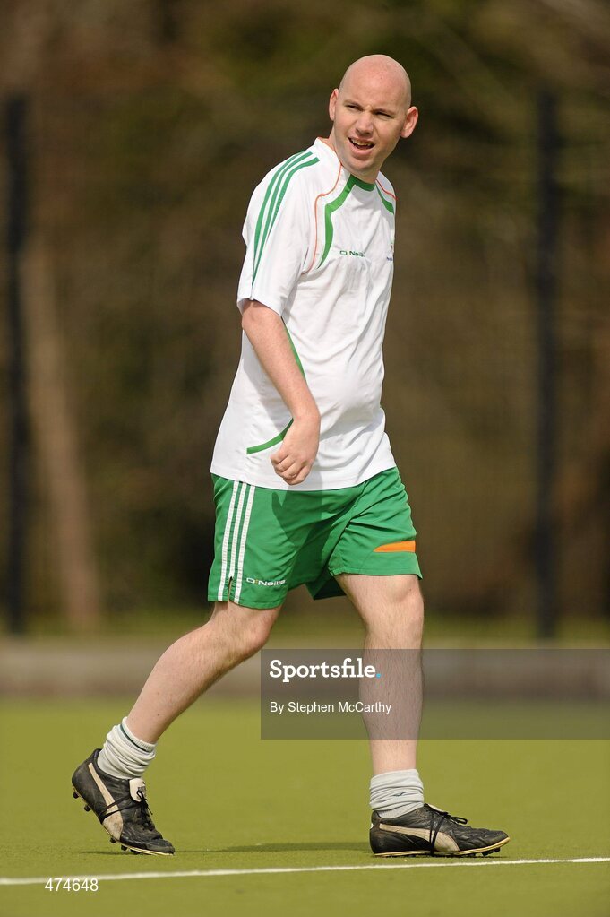 9 April 2010; Paul Dollard, from Rathfarnham, Dublin, in action during soccer training at an Ireland paralympic squad training camp. Ireland Paralympic Squad Training Camp - April 2010, University of Limerick, Limerick. Picture credit: Stephen McCarthy / SPORTSFILE