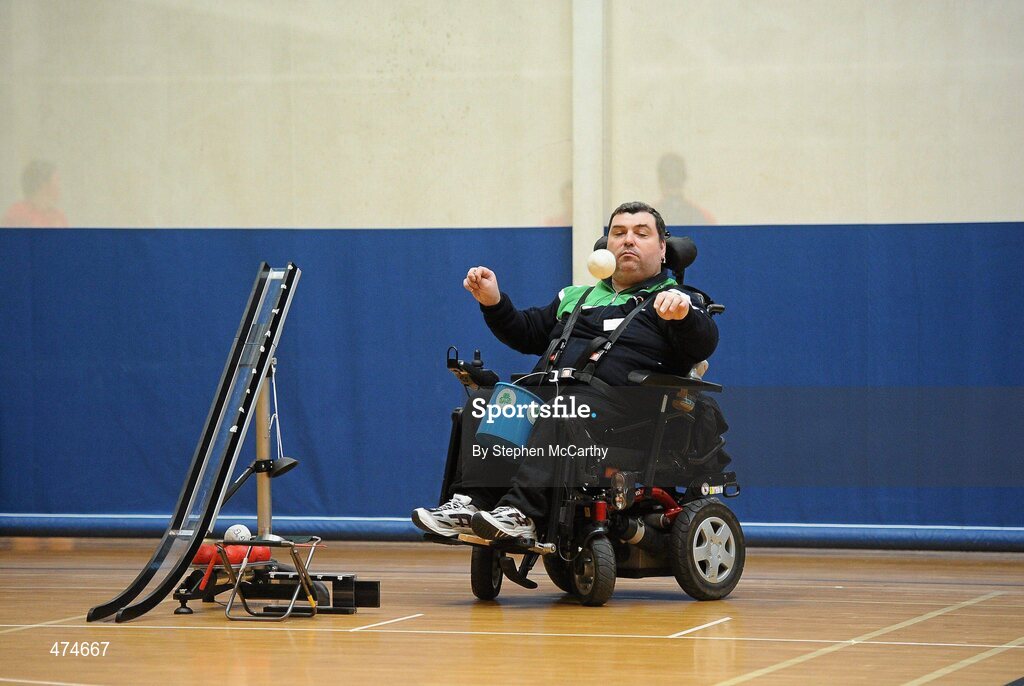 9 April 2010; Jason Kearney, from Monkstown, Co. Dublin, in action during boccia training at an Ireland paralympic squad training camp. Ireland Paralympic Squad Training Camp - April 2010, University of Limerick, Limerick. Picture credit: Stephen McCarthy / SPORTSFILE