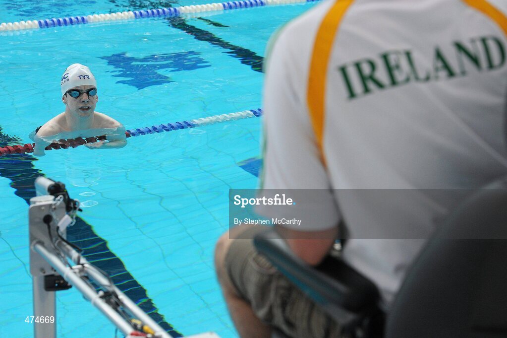 9 April 2010; James Scully, from Ratoath, Meath, in action during swimming training at an Ireland paralympic squad training camp. Ireland Paralympic Squad Training Camp - April 2010, University of Limerick, Limerick. Picture credit: Stephen McCarthy / SPORTSFILE