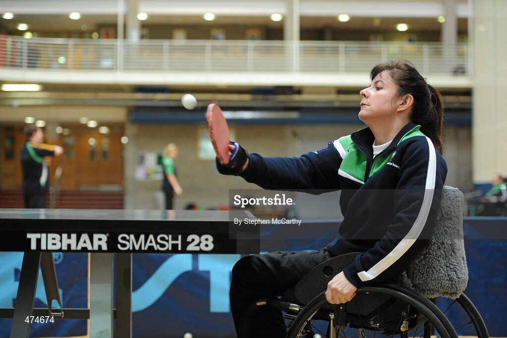 9 April 2010; Rena McCarron, from Galway, in action during table tennis training at an Ireland paralympic squad training camp. Ireland Paralympic Squad Training Camp - April 2010, University of Limerick, Limerick. Picture credit: Stephen McCarthy / SPORTSFILE