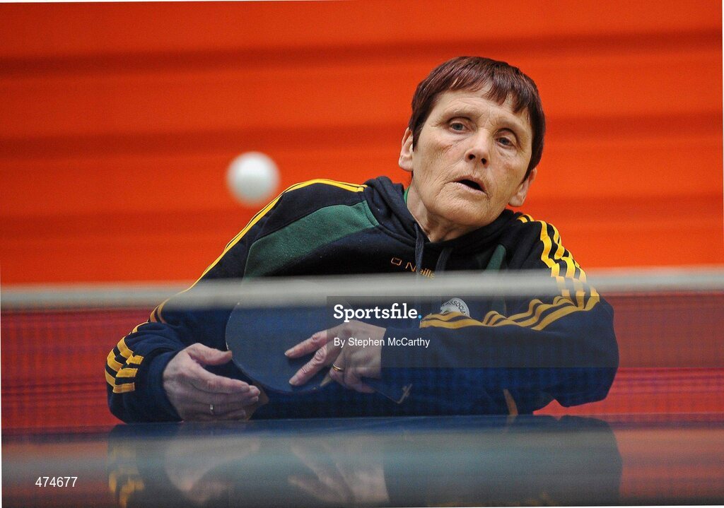 9 April 2010; Kathleen Reynolds, from Blanchardstown, Dublin, in action during table tennis training at an Ireland paralympic squad training camp. Ireland Paralympic Squad Training Camp - April 2010, University of Limerick, Limerick. Picture credit: Stephen McCarthy / SPORTSFILE