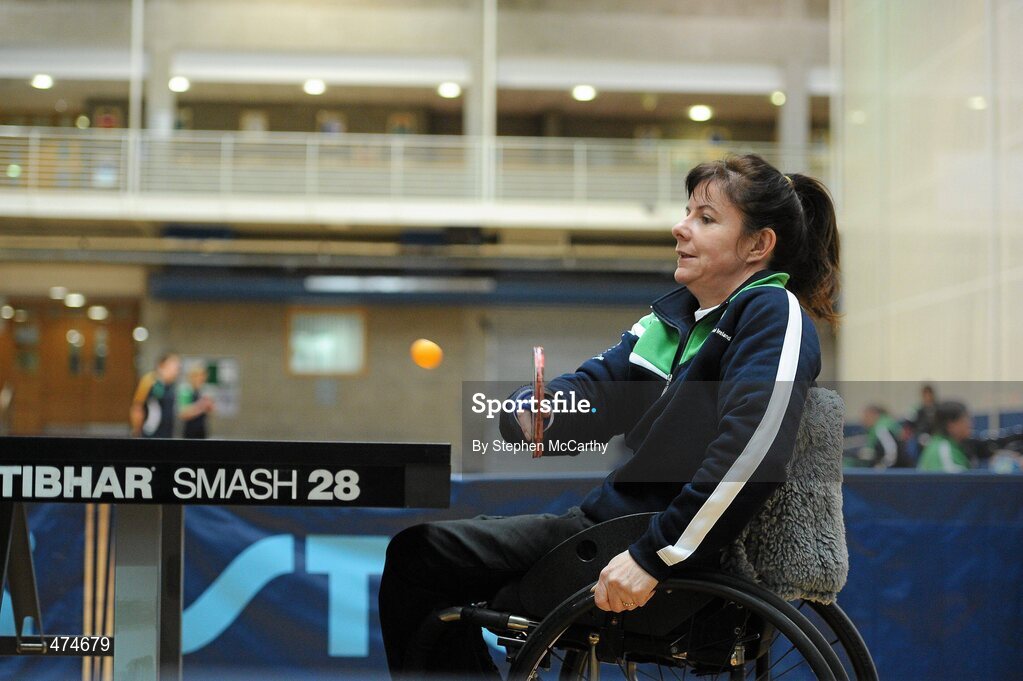 9 April 2010; Rena McCarron, from Galway, in action during table tennis training at an Ireland paralympic squad training camp. Ireland Paralympic Squad Training Camp - April 2010, University of Limerick, Limerick. Picture credit: Stephen McCarthy / SPORTSFILE