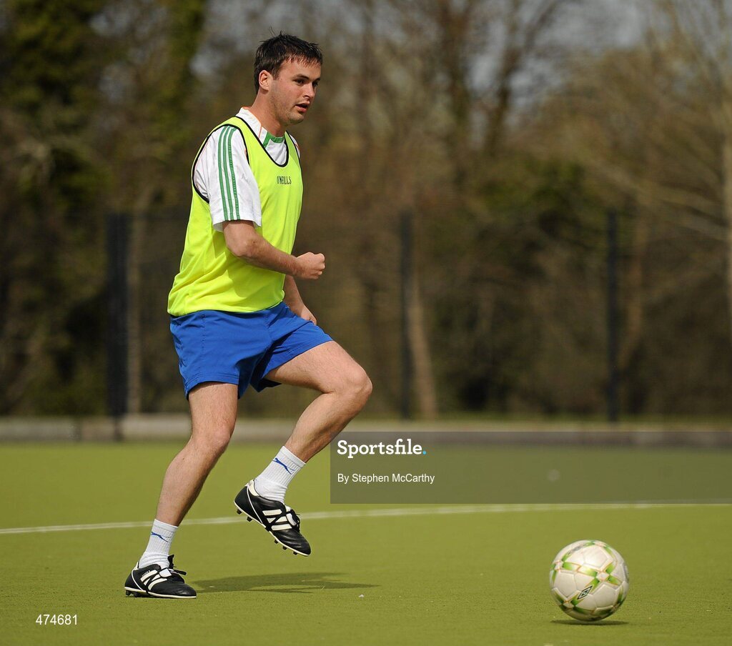 9 April 2010; Jason Moran, from Galway, in action during soccer training at an Ireland paralympic squad training camp. Ireland Paralympic Squad Training Camp - April 2010, University of Limerick, Limerick. Picture credit: Stephen McCarthy / SPORTSFILE