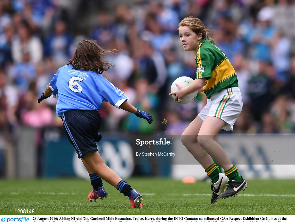 28 August 2016; Aisling Ní Ainiféin, Gaelscoil Mhic Easmainn, Tralee, Kerry, during the INTO Cumann na mBunscol GAA Respect Exhibition Go Games at the GAA Football All-Ireland Senior Championship Semi-Final game between Dublin and Kerry at Croke Park in Dublin. Photo by Stephen McCarthy/Sportsfile