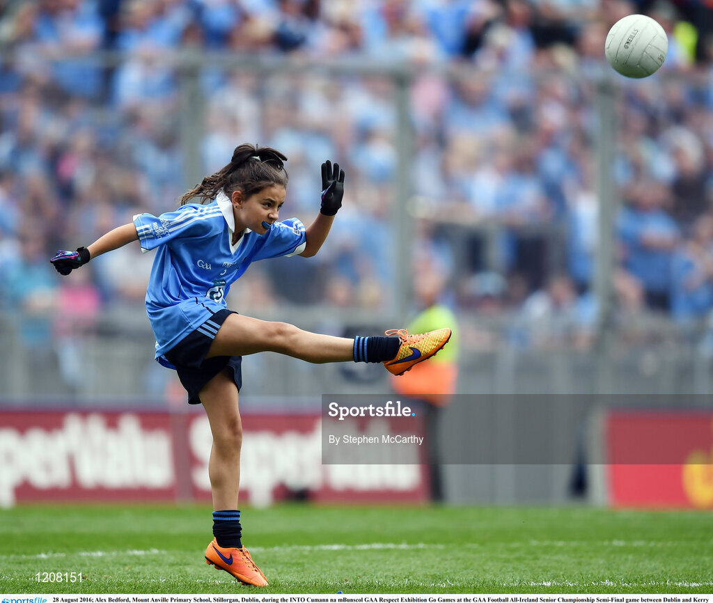 28 August 2016; Alex Bedford, Mount Anville Primary School, Stillorgan, Dublin, during the INTO Cumann na mBunscol GAA Respect Exhibition Go Games at the GAA Football All-Ireland Senior Championship Semi-Final game between Dublin and Kerry at Croke Park in Dublin. Photo by Stephen McCarthy/Sportsfile