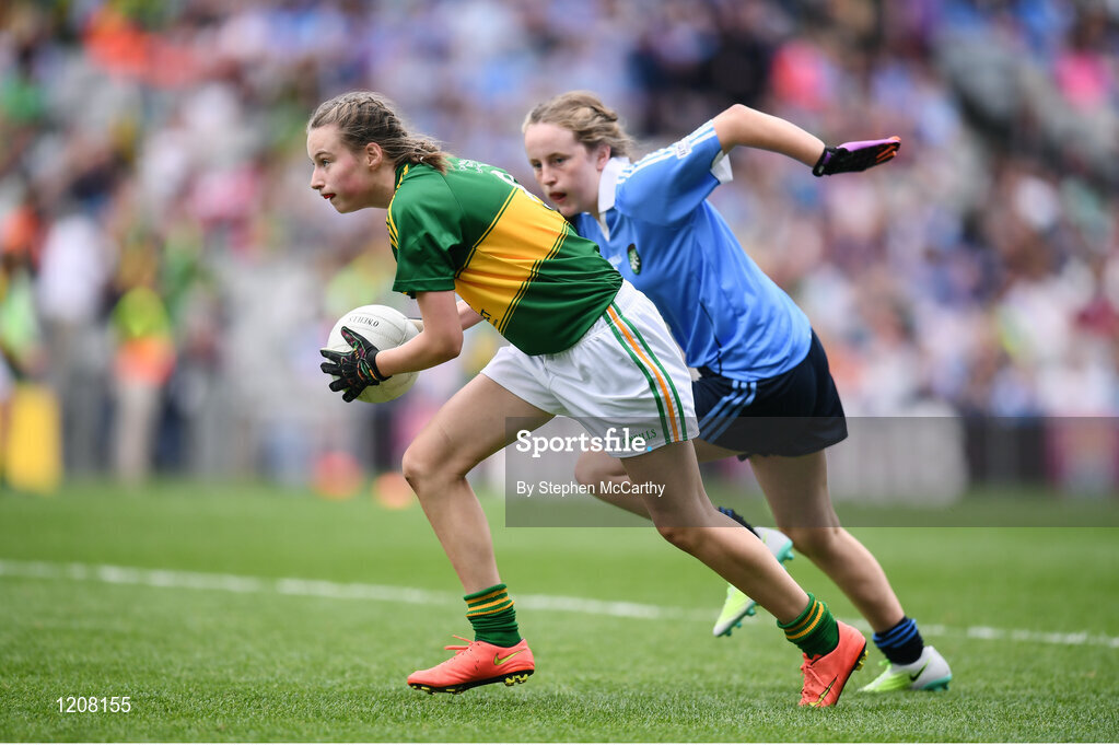 28 August 2016; Aoife Neville, Monaleen NS, Monaleen, Castletroy, Limerick, representing Kerry, during the INTO Cumann na mBunscol GAA Respect Exhibition Go Games at the GAA Football All-Ireland Senior Championship Semi-Final game between Dublin and Kerry at Croke Park in Dublin. Photo by Stephen McCarthy/Sportsfile