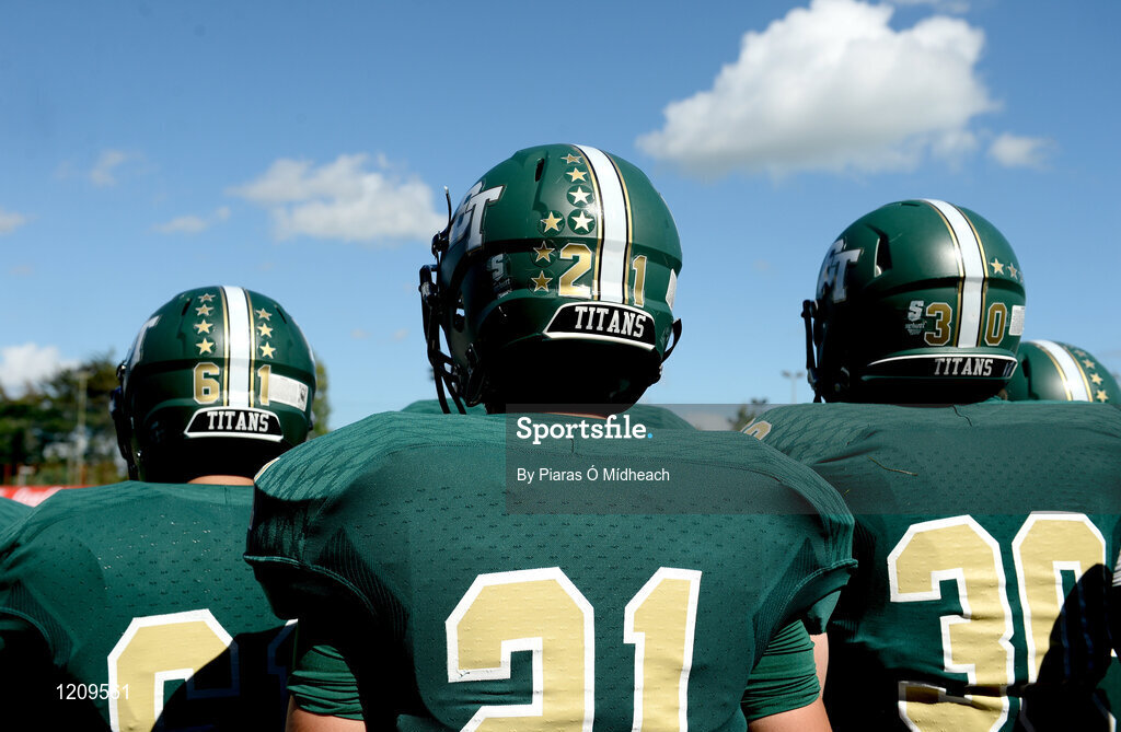 2 September 2016; Blessed Trinity players look on during the game against St. Peters Prep. Donnybrook Stadium hosted a triple-header of high school American football games today as part of the Aer Lingus College Football Classic. Six top high school teams took part in the American Football Showcase with all proceeds from the game going to Special Olympics Ireland, the official charity partner to the Aer Lingus College Football Classic. High School American Football Showcase match between Blessed Trinity of Atlanta, Georgia and St. Peters Prep of Jersey City, New Jersey at Donnybrook Stadium in Dublin. Photo by Piaras Ó Mídheach/Sportsfile