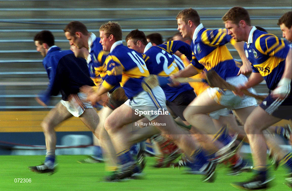 30 August 2001; The Tipperary team during a Tipperary hurling training session prior to the All-Ireland Hurling Final at Semple Stadium in Thurles, Tipperary. Photo by Ray McManus/Sportsfile