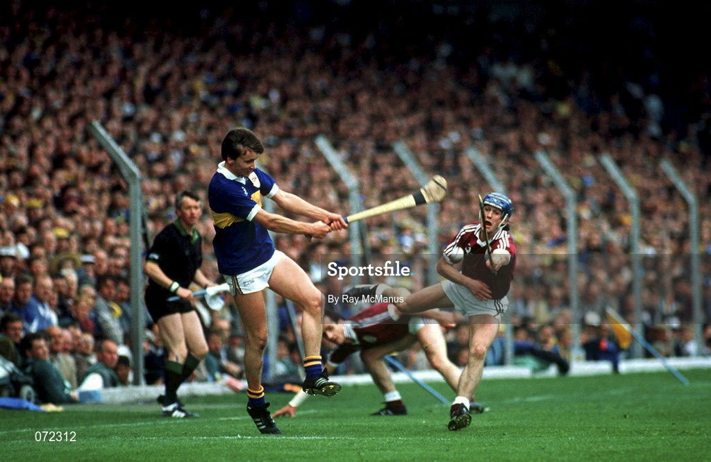 4 September 1988; John Kennedy of Tipperary in action against Eanna Ryan of Galway during the All-Ireland Senior Hurling Championship Final match between Galway and Tipperary at Croke Park in Dublin. Photo by Ray McManus/Sportsfile