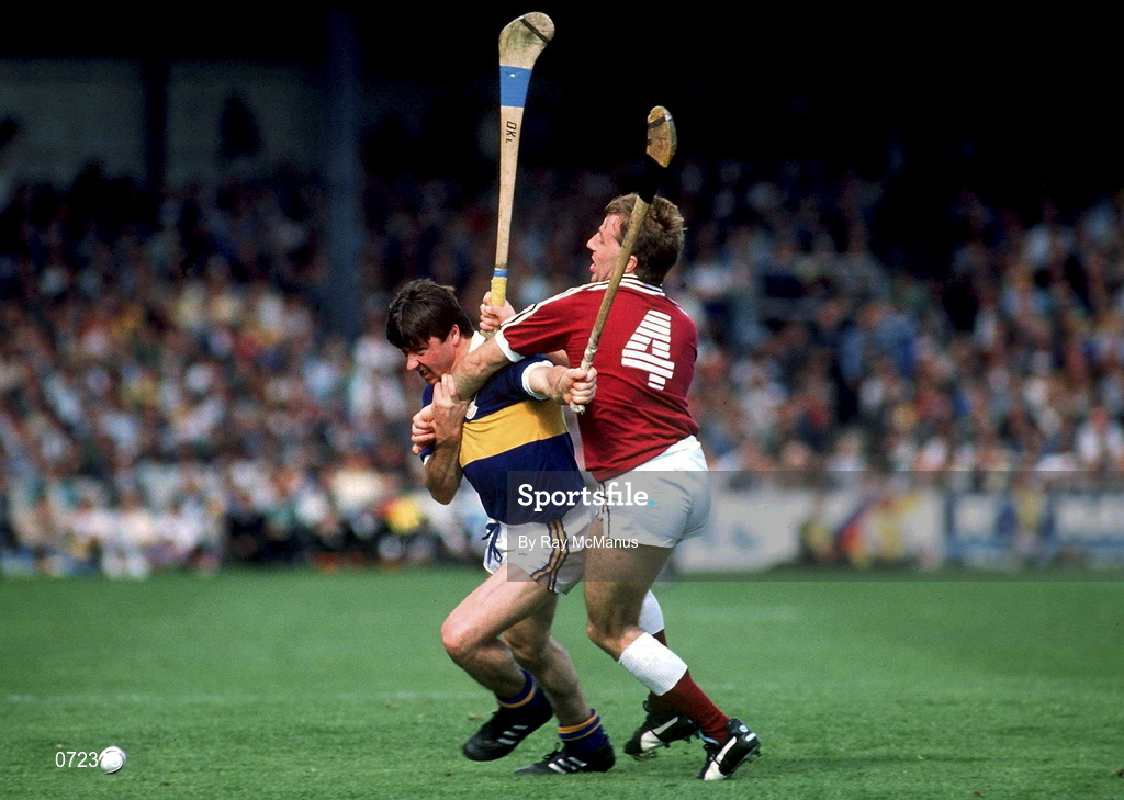 4 September 1988; Pat Fox of Tipperary in action against Ollie Kilkenny of Galway during the All-Ireland Senior Hurling Championship Final match between Galway and Tipperary at Croke Park in Dublin. Photo by Ray McManus/Sportsfile