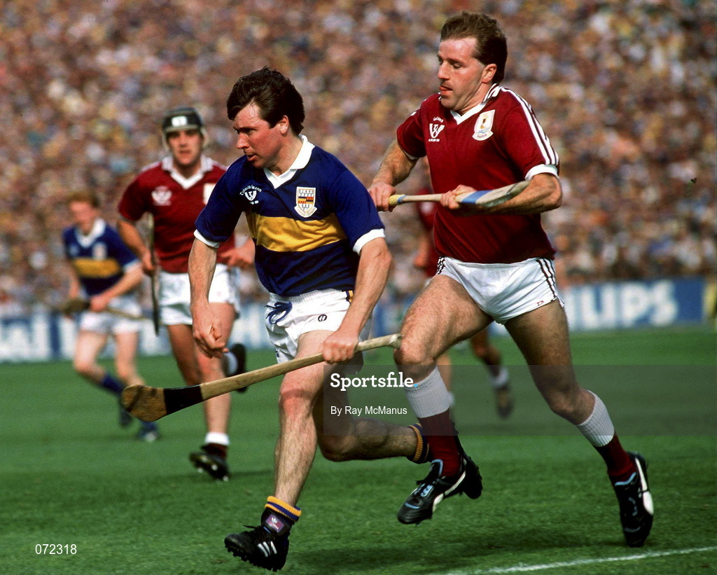 4 September 1988; Pat Fox of Tipperary in action against Ollie Kilkenny of Galway during the All-Ireland Senior Hurling Championship Final match between Galway and Tipperary at Croke Park in Dublin. Photo by Ray McManus/Sportsfile
