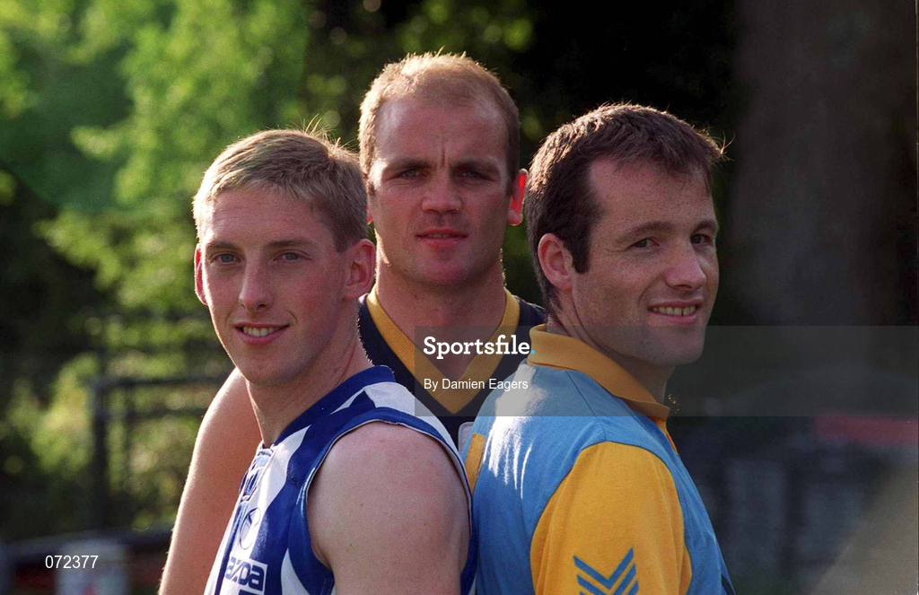 28 August 2001; Meath footballers, from left, Trevor Giles, John McDermott and Mick O'Dowd during a feature in Dunsany, Meath. Photo by Damien Eagers/Sportsfile