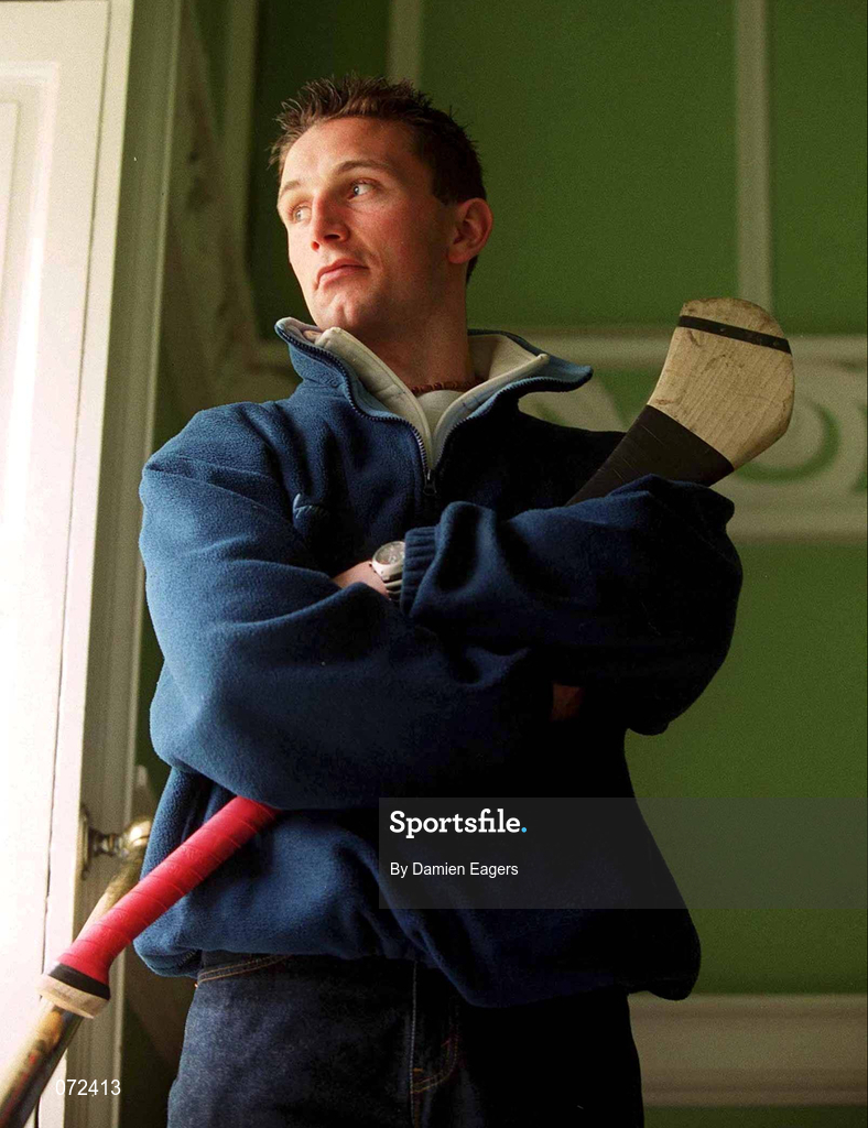 16 May 2001; Dublin hurler David Sweeney during a feature in Trinity College, Dublin. Photo by Damien Eagers/Sportsfile