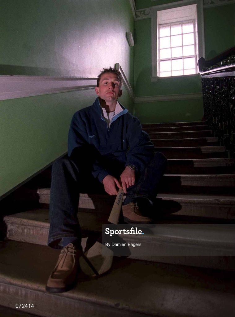 16 May 2001; Dublin hurler David Sweeney during a feature in Trinity College, Dublin. Photo by Damien Eagers/Sportsfile