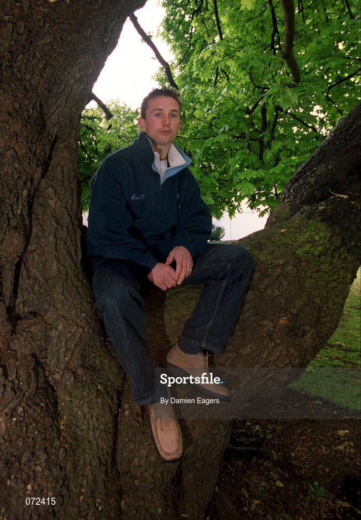 16 May 2001; Dublin hurler David Sweeney during a feature in Trinity College, Dublin. Photo by Damien Eagers/Sportsfile