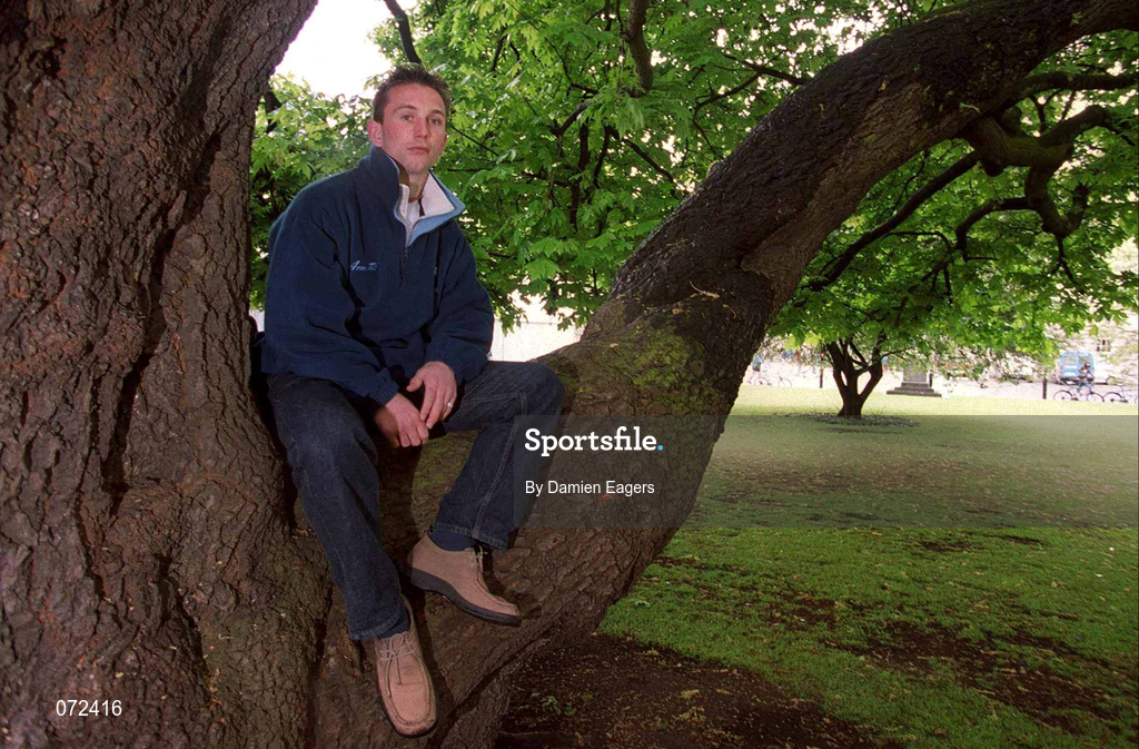 16 May 2001; Dublin hurler David Sweeney during a feature in Trinity College, Dublin. Photo by Damien Eagers/Sportsfile