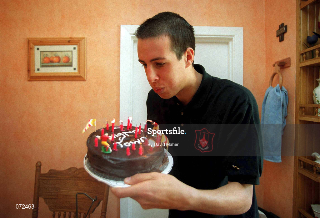 10 May 2001; Longford Town player Stuart Holt, at his home. Stuart will play in the FAI Cup Final against Bohemians on Sunday, when he will also celebrate his 21st birthday. Photo by David Maher/Sportsfile
