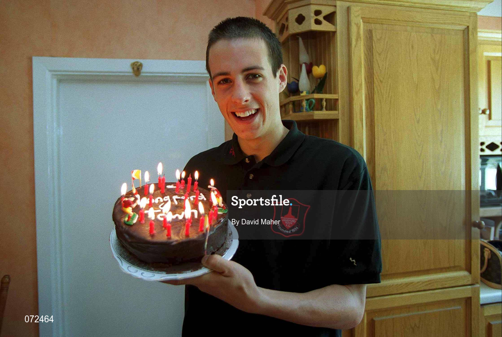 10 May 2001; Longford Town player Stuart Holt, at his home. Stuart will play in the FAI Cup Final against Bohemians on Sunday, when he will also celebrate his 21st birthday. Photo by David Maher/Sportsfile